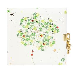 Tagebuch Lucky Clover mit 96 weißen Seiten, 16,5x16,5 cm