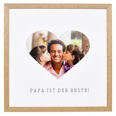 Bilderrahmen mit Herz-Passepartout &amp; Text &quot;Papa ist der Beste!&quot; Eiche